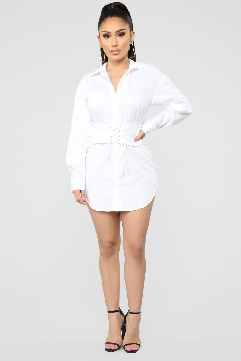 Well Suited Shirt Dress - White ...